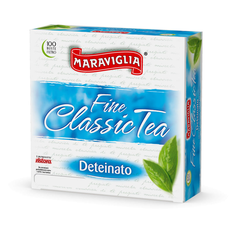 Decaffeinated Fine Classic Tea box Maraviglia 100 Filters